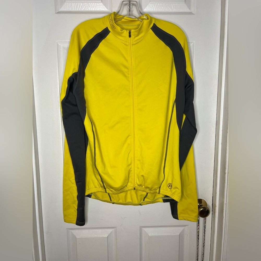 Novara Cycling Men’s SoftShell Full Zip Jacket Yellow Large Storage Pocket